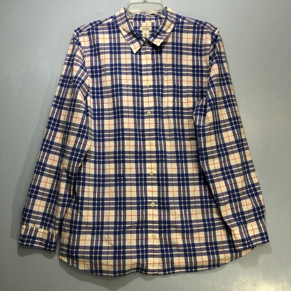 L.L. Bean Plaid Button Front Long Sleeve Shirt